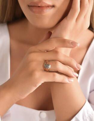 0,20 Karat Brauner Diamantring - 4