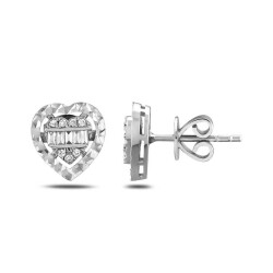 0,20 Karat Diamant Baguette Herz Ohrringe - Star Pırlanta