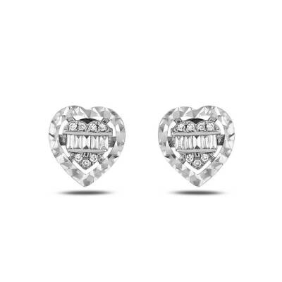 0,20 Karat Diamant Baguette Herz Ohrringe - 2