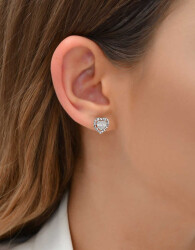 0,20 Karat Diamant Baguette Herz Ohrringe - 4