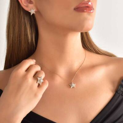 0,20 Karat Diamant Stern Form Ring - 5