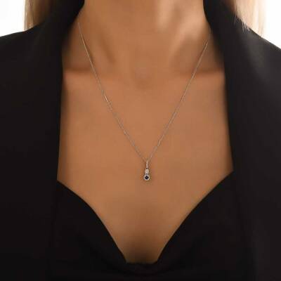 0,21 Karat Diamant Safir Kette - 4