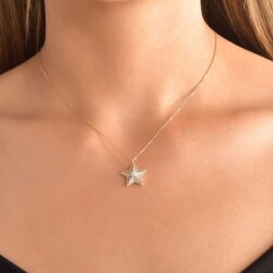 0,22 Karat Diamant Stern Form Kette (Klein) - 4