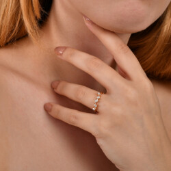 0,28 Karat Fünfstein Diamantring - 4