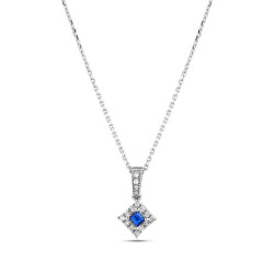 0,29 Karat Diamant Safir Kette - 2