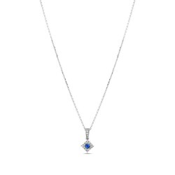 0,29 Karat Diamant Safir Kette - 3