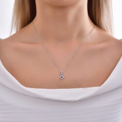 0,29 Karat Diamant Safir Kette - 4