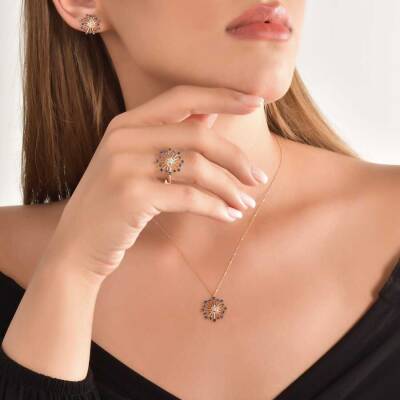 0,30 Karat Diamant Safir Kette - 4