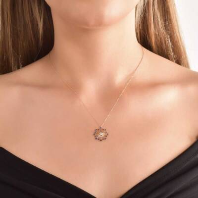 0,30 Karat Diamant Safir Kette - 5