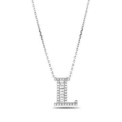 0,33 Karat Diamant (L) Buchstabe Baguette Kette - 2