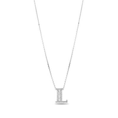 0,33 Karat Diamant (L) Buchstabe Baguette Kette - 3