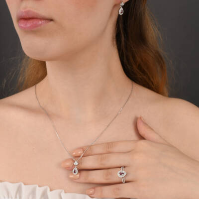 0,33 Karat Diamant Rubin Kette - 4