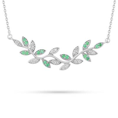 0,34 Karat Diamant Smaragd Kette - 3