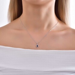 0,37 Karat Diamant Safir Kette - 4