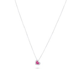 0,40 Karat Diamant Rubin Herz Kette - 2