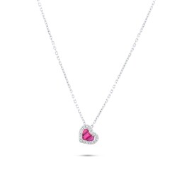 0,40 Karat Diamant Rubin Herz Kette - 3