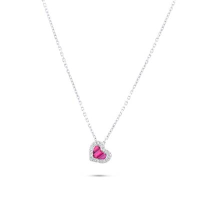 0,40 Karat Diamant Rubin Herz Kette - 3