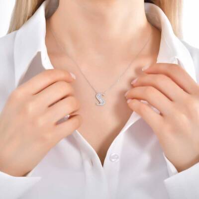 0,41 Karat Diamant (S) Buchstabe Baguette Kette - 4