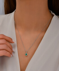 0,43 Karat Diamant Tropfen Kesim Kette - 4