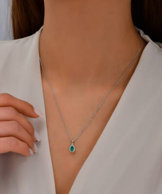 0,43 Karat Diamant Tropfen Kesim Kette - 4