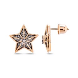 0,44 Karat Brauner Diamant Stern Form Ohrringe - Star Pırlanta