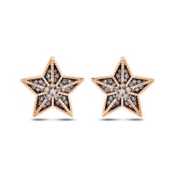 0,44 Karat Brauner Diamant Stern Form Ohrringe - 2