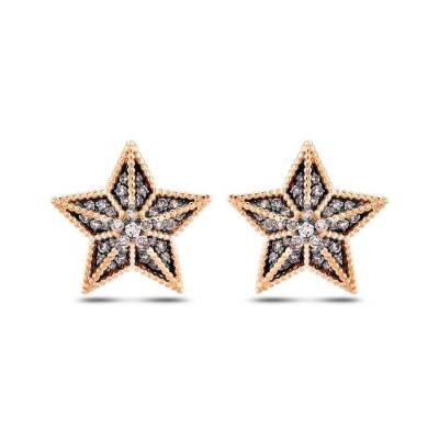 0,44 Karat Brauner Diamant Stern Form Ohrringe - 2