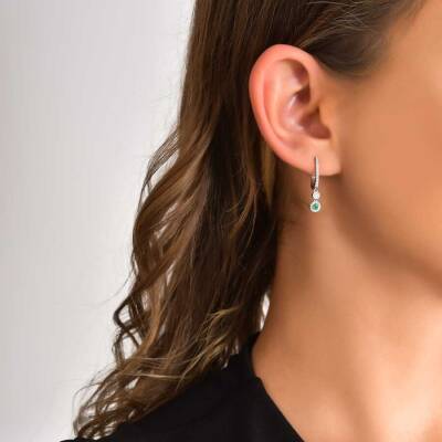 0,44 Karat Diamant Smaragd Ohrringe - 4