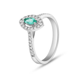 0,46 Karat Smaragd Diamantring - 2