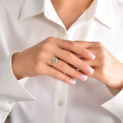 0,46 Karat Smaragd Diamantring - 4