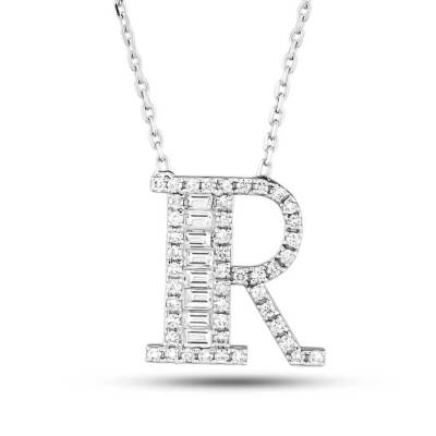 0,47 Karat Diamant (R) Buchstabe Baguette Kette - 1