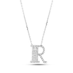 0,47 Karat Diamant (R) Buchstabe Baguette Kette - 2