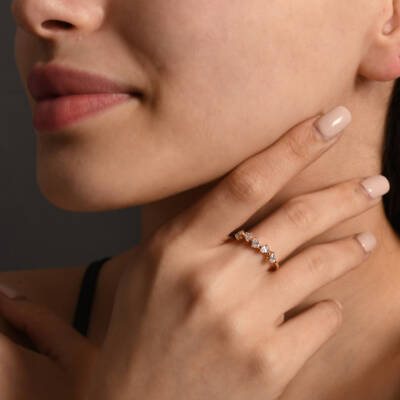 0,48 Karat Tropfen Fünfstein Diamantring - 4