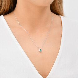 0,49 Karat Diamant Smaragd Kette - 4