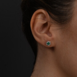 0,49 Karat Diamant Smaragd Ohrringe - 4