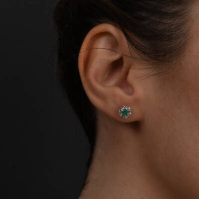 0,49 Karat Diamant Smaragd Ohrringe - 4