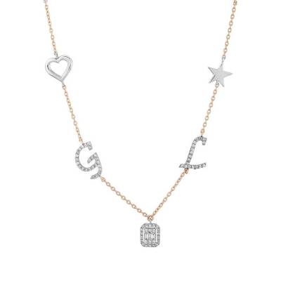 0,51 Karat Diamant Buchstabe und Form Design Kette - 2