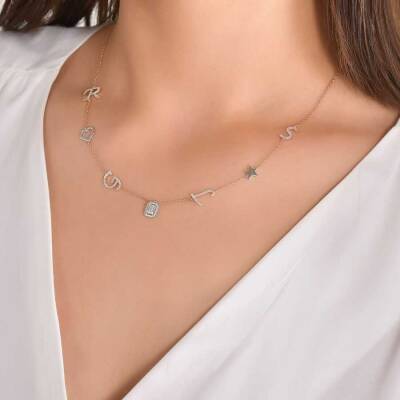 0,51 Karat Diamant Buchstabe und Form Design Kette - 4