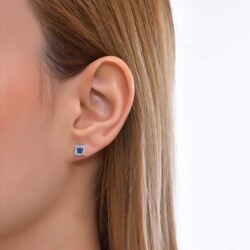 0,52 Karat Diamant Safir Ohrringe - 3