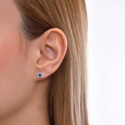 0,52 Karat Diamant Safir Ohrringe - 3