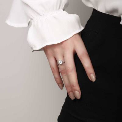 0,54 Karat Baguette Diamantring - 6