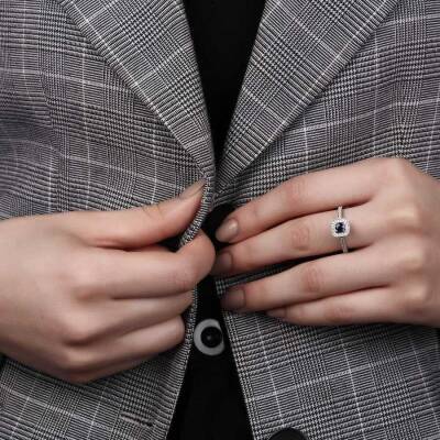 0,55 Karat Safir Diamantring - 4