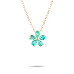 0,56 Karat Diamant Smaragd Papatya Kette - 3