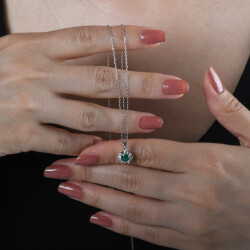 0,59 Karat Diamant Smaragd Kette - 3