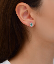 0,66 Karat Diamant Smaragd Ohrringe - 4