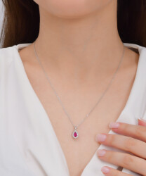 0,68 Karat Diamant Rubin Kette - 4