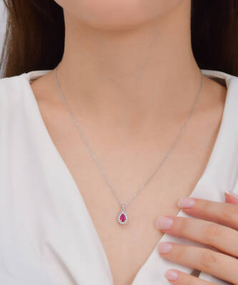 0,68 Karat Diamant Rubin Kette - 4