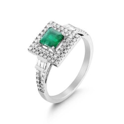 0,68 Karat Smaragd Diamantring - 2