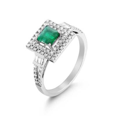 0,68 Karat Smaragd Diamantring - 2