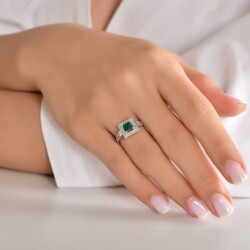 0,68 Karat Smaragd Diamantring - 4